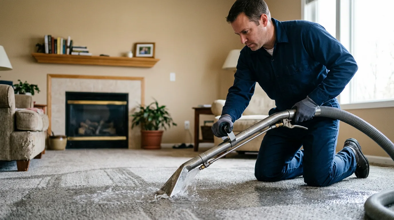Water damage restoration technician working near Danville, VA